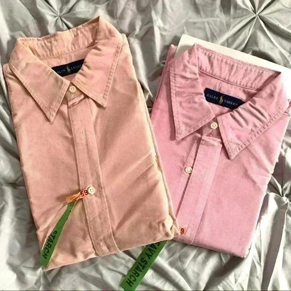 TWO Ralph Lauren pink Iconic Oxford button down shirts - Picture 2 of 2
